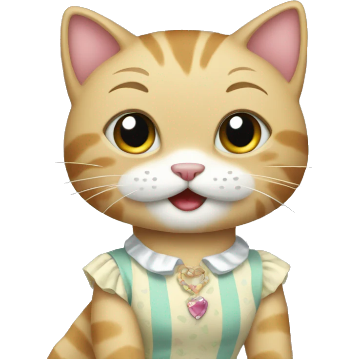 happy little cat in a dress having fun emoji