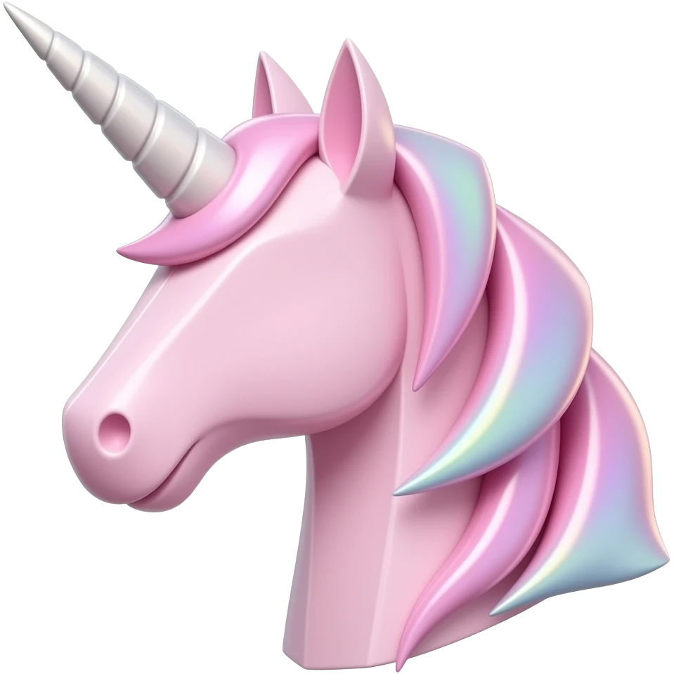 highly realistic, highly detailed, isolated, 3D render, of a perfectly shaped, pink Origami unicorn, that appears to have a beautiful opalescent pearlescent shimmering hue, must not be cut off, must be high quality, high definition. must not have emoji icons no emoji faces emoji