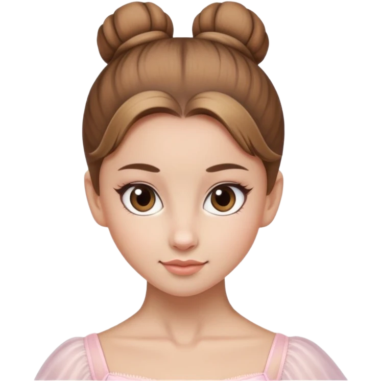 Light brown hair, light brown eyed female with a ballerina bun emoji