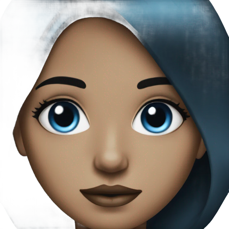 black haired girl portrait with blue eyeshadow emoji