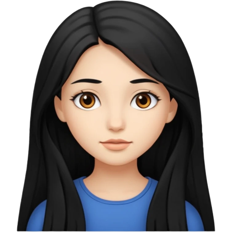 girl with long black hair and beautiful brown eyes emoji
