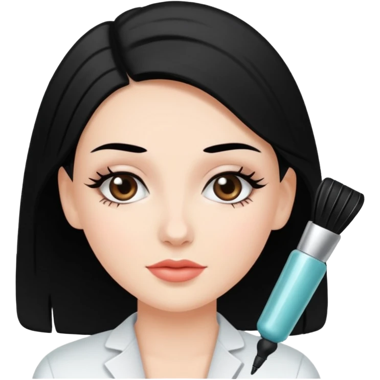 White girl with black hair getting a cosmetology treatment  emoji
