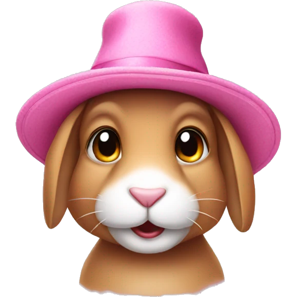Rabbit wearing a pink hat emoji