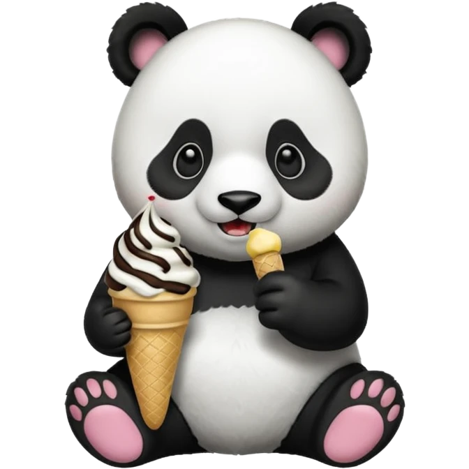 Panda eating ice cream emoji
