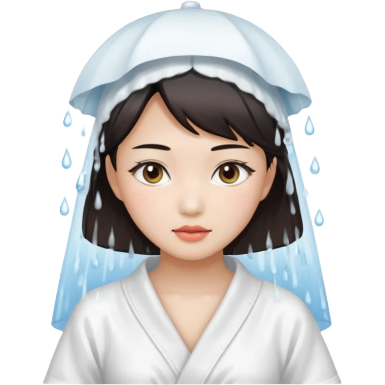 girl aesthetic emoji, asian beautiful make up white shower clothes emoji