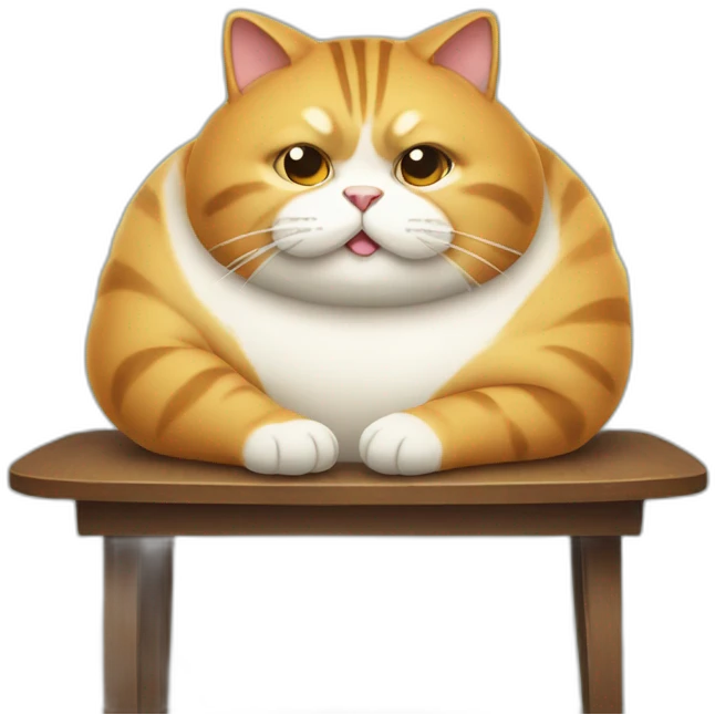 fat cat sit on table emoji