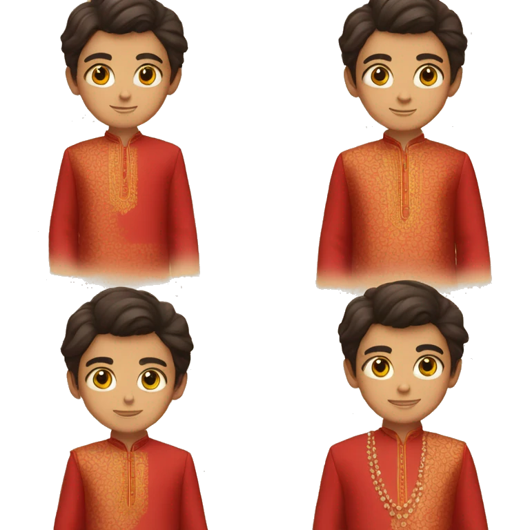 Boy in red kurta with lv logo on it emoji