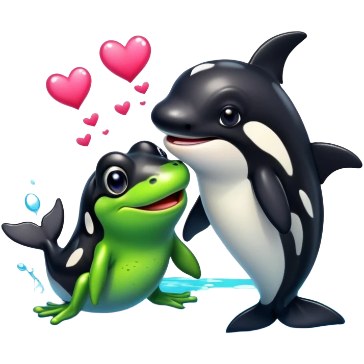 Frog and orca in love  emoji
