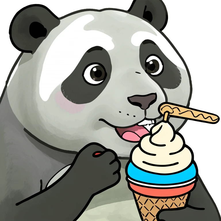 Panda eating ice cream emoji