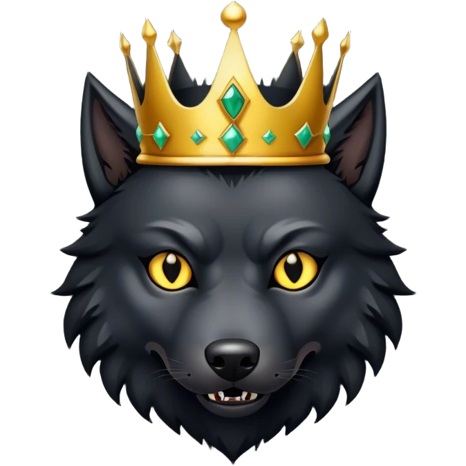 Scary Evil Black Wolf with Gold Crown emoji