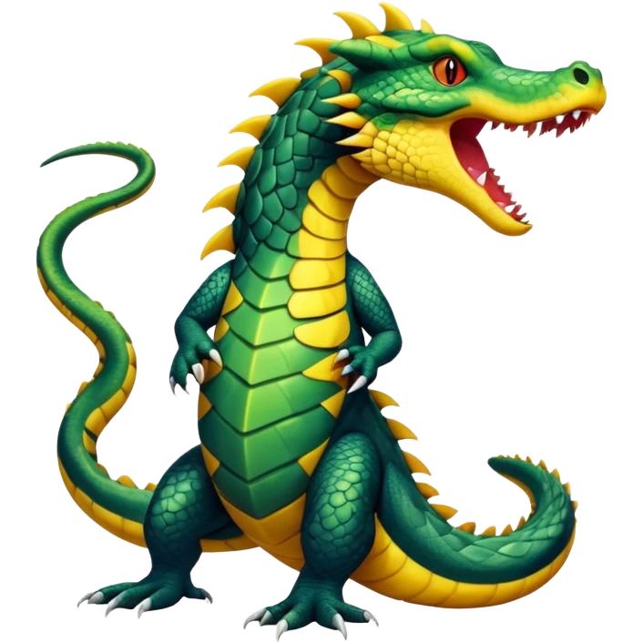 Alligator-Dragon-Tiger-Salandit-Snake-Fakémon-hybrid-creature with a long muzzle, full body emoji