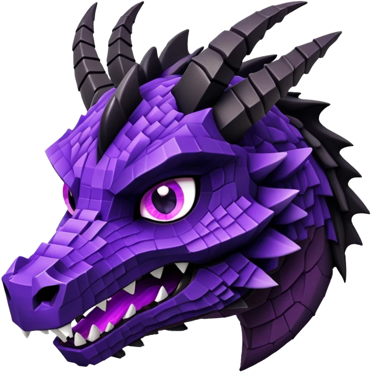 Minecraft black dragon head with purple eyes emoji