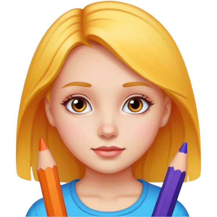 Girl coloring with pencils emoji