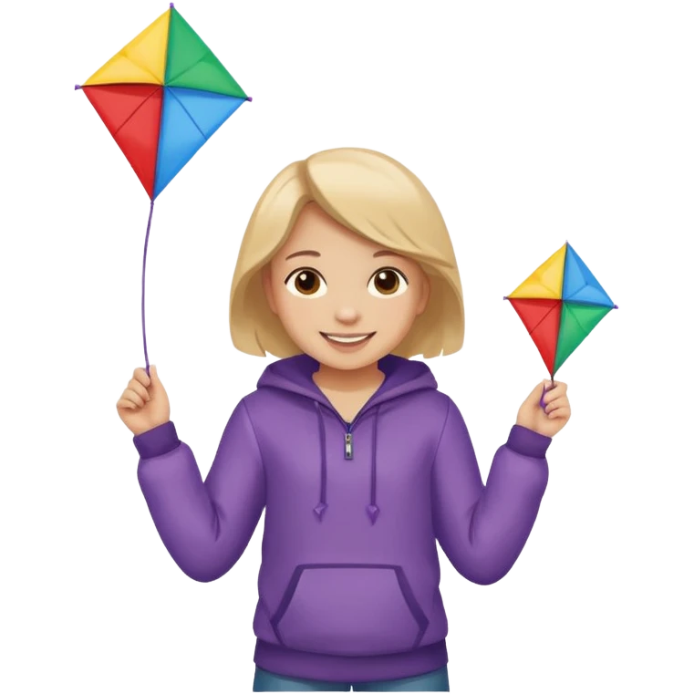 little girl kid holding kite in front of her chest emoji