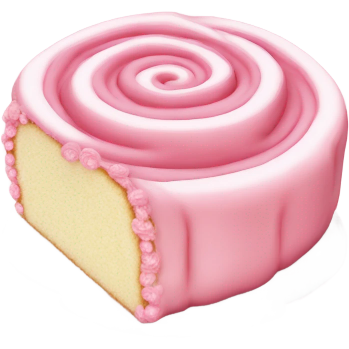 Pink roll cake with whipped cream emoji