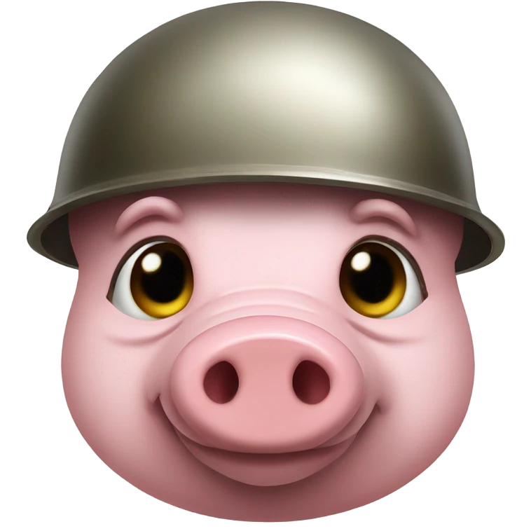Pig wearing a war helmet emoji