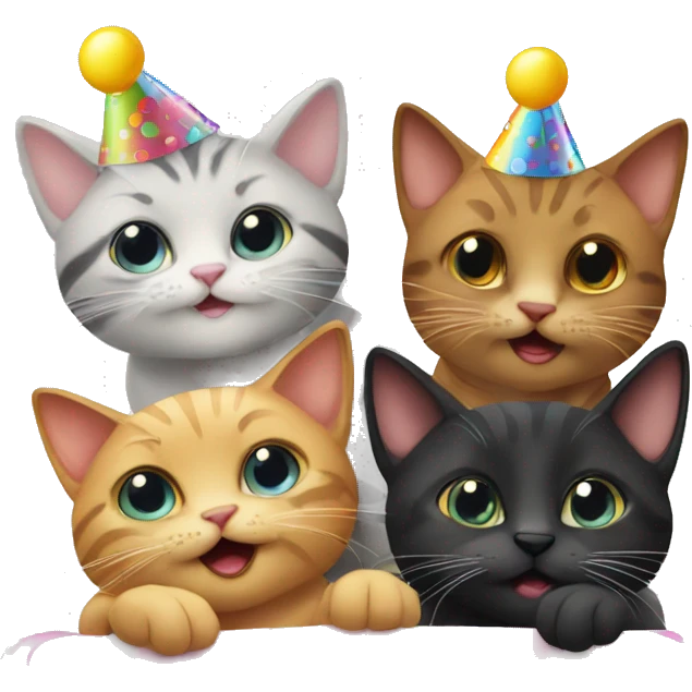3 cats at a birthday party emoji