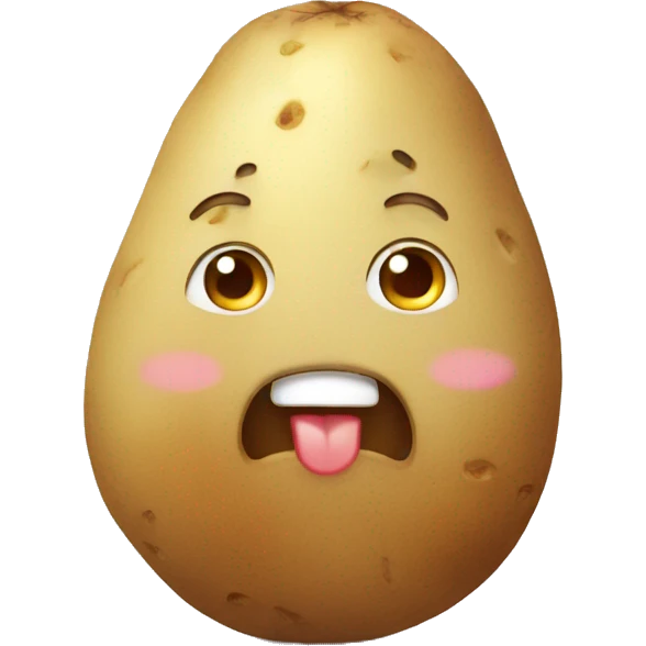 Potato with shy but cute face emoji
