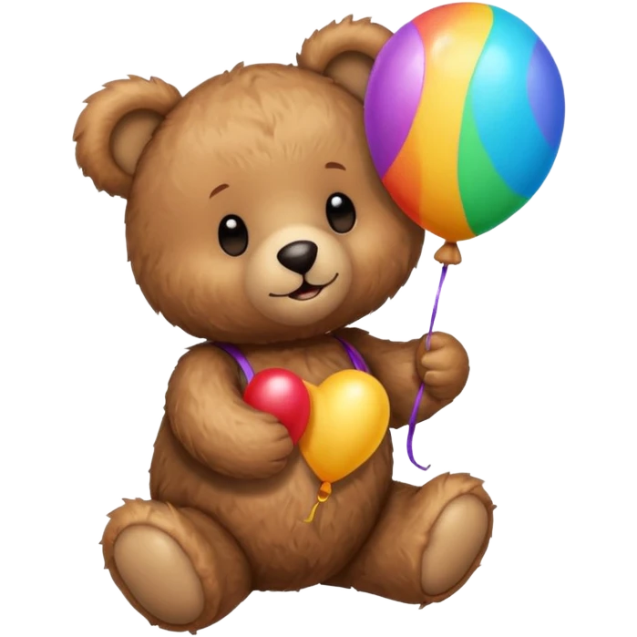 Teddy bear with colourful balloon in hand emoji