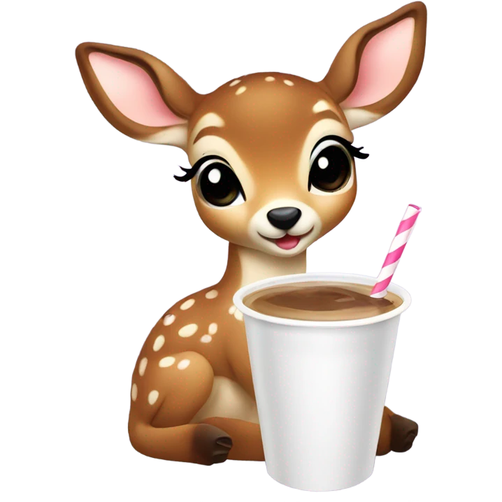 Baby deer drinking iced coffee emoji