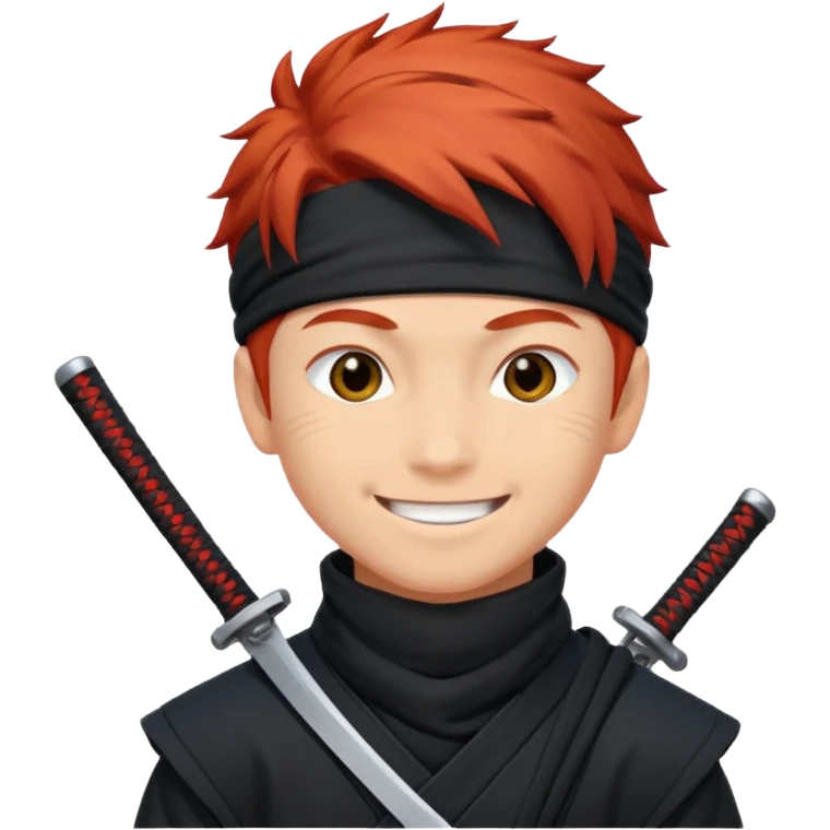 smiling red-haired ninja boy emoji