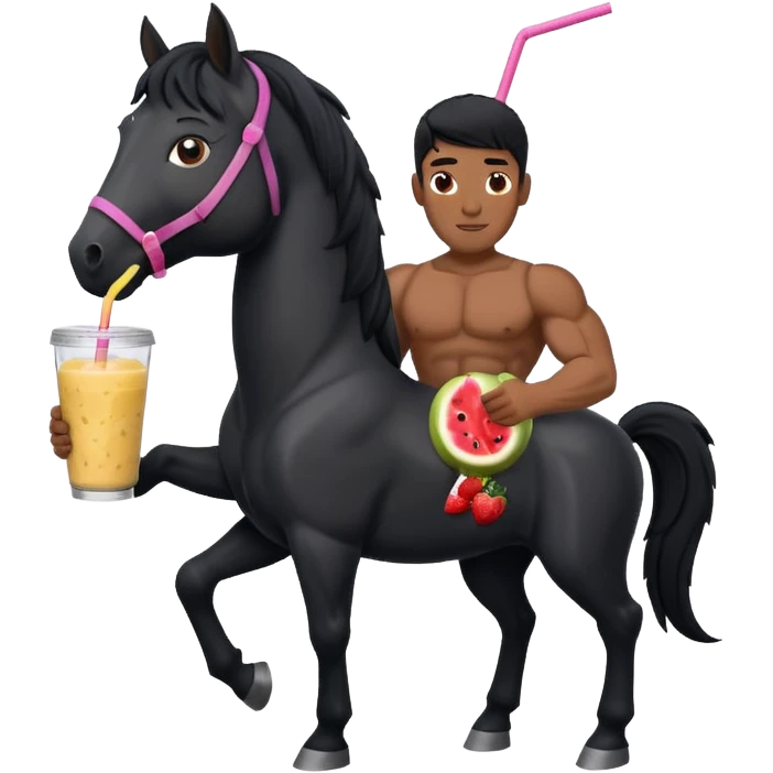 black horse character holding smoothie emoji
