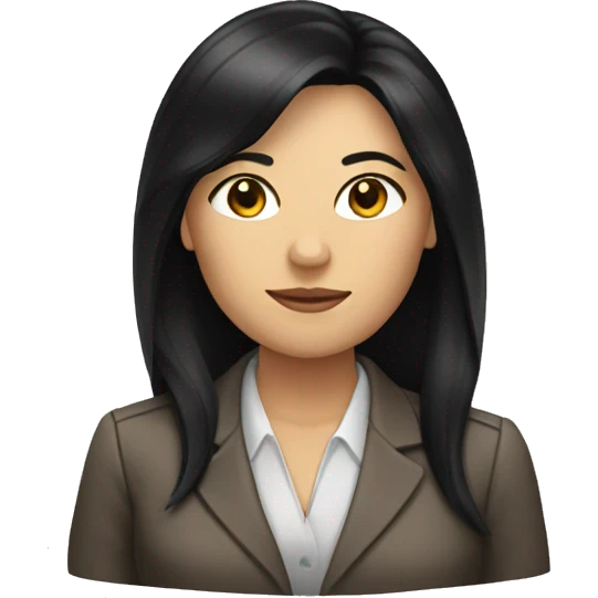 Female defense attorney with long black hair with brown suit emoji