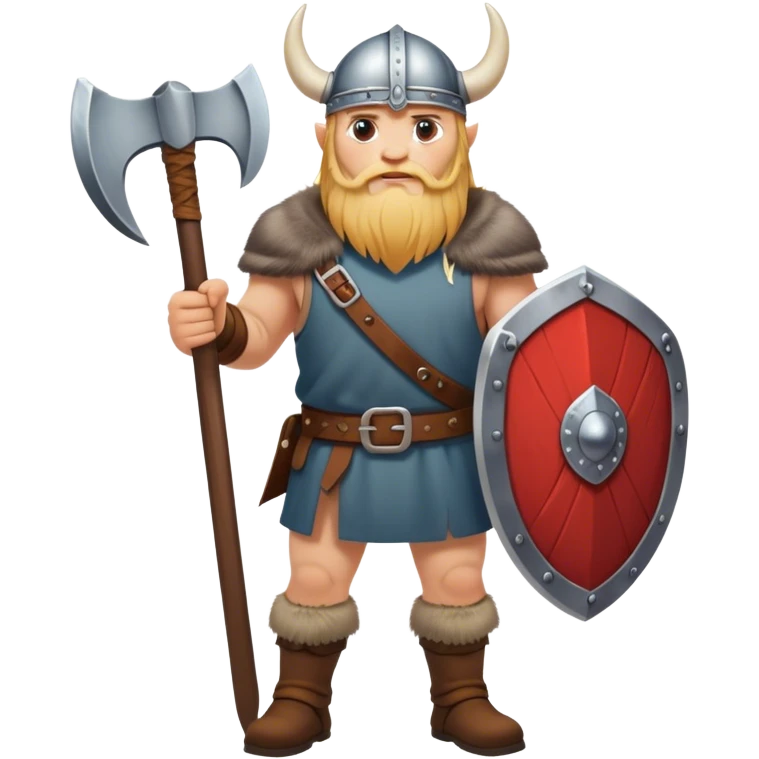 full-length Norwegian Viking with shield and axe clothed emoji