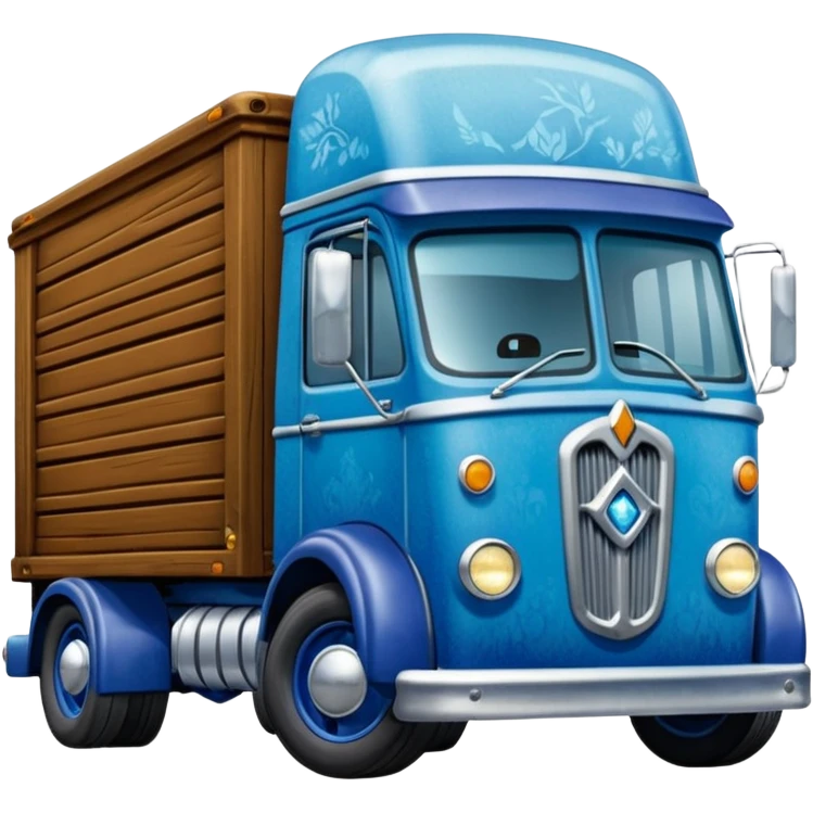 shiny crushed-dark-blue crystal body frozen Scooby Doo 1912 antique long-wheelbase cab over durable trails low rider moving truck  emoji