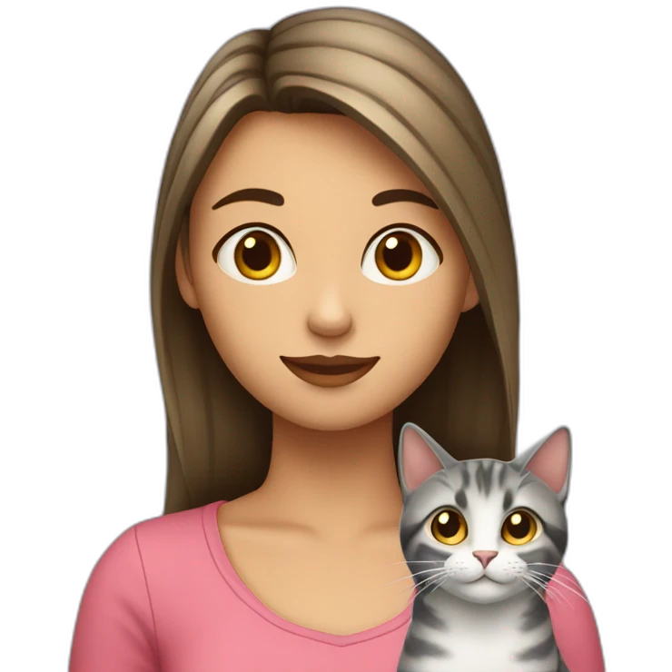 Une fille avec un chat emoji