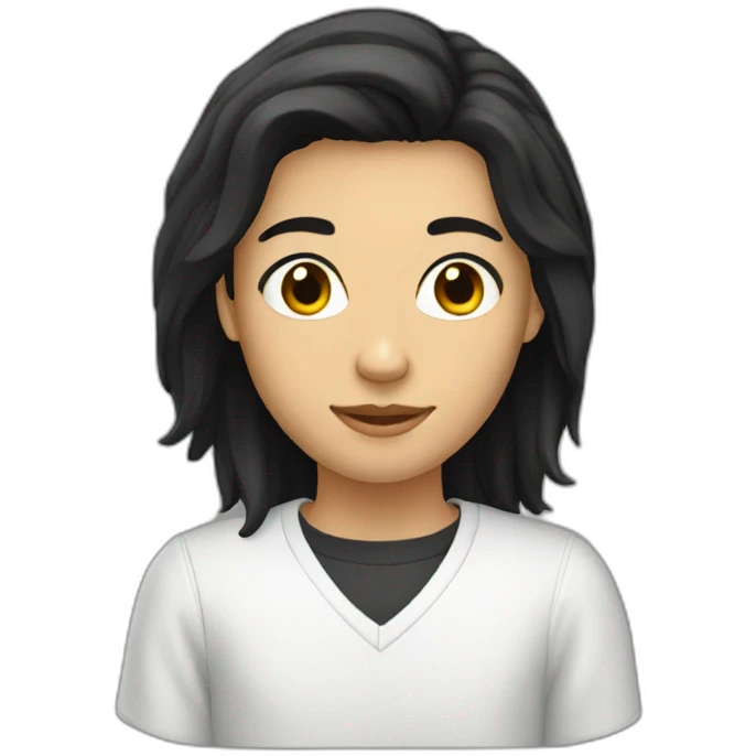 white collage student with black hair emoji