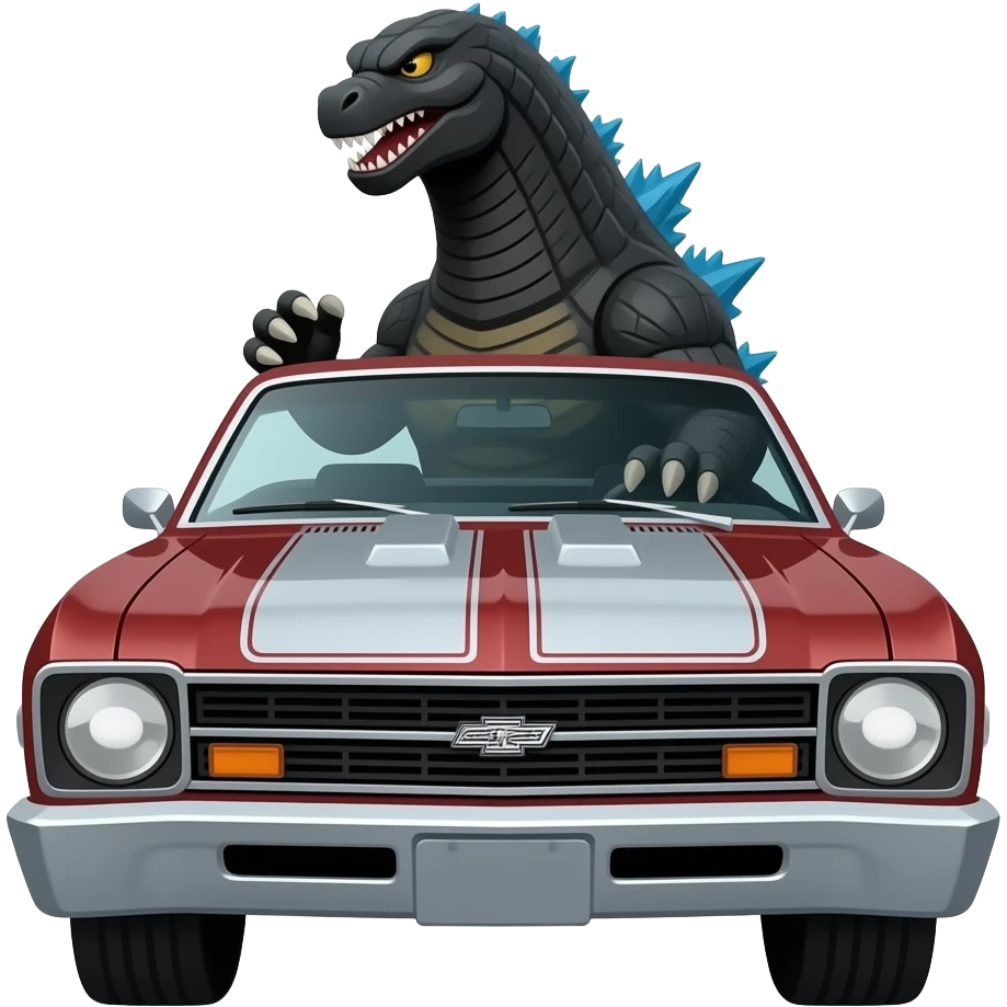 GODZILLA DRIVING CHEVY II NOVA emoji