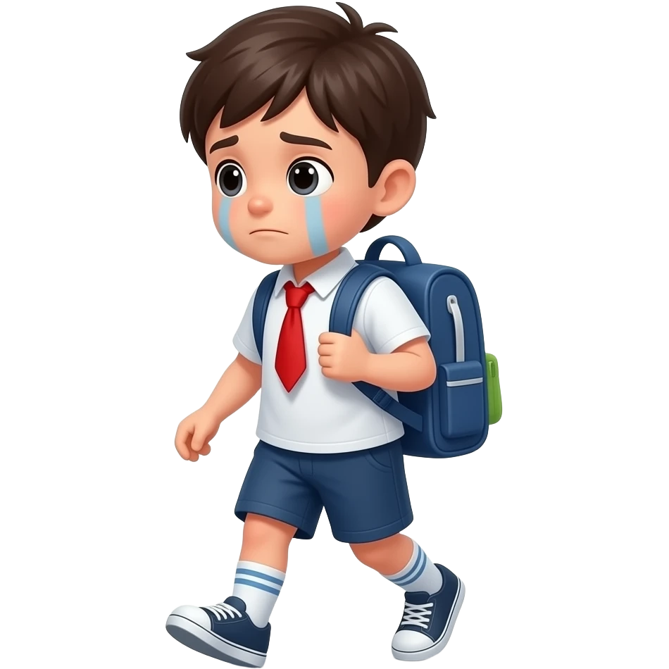 sad kid goes to school emoji