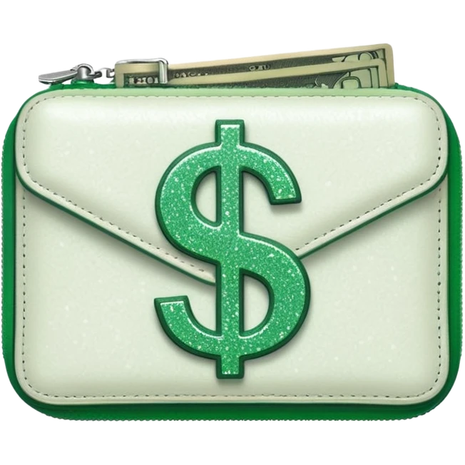 glitter white wallet green symbol $ emoji