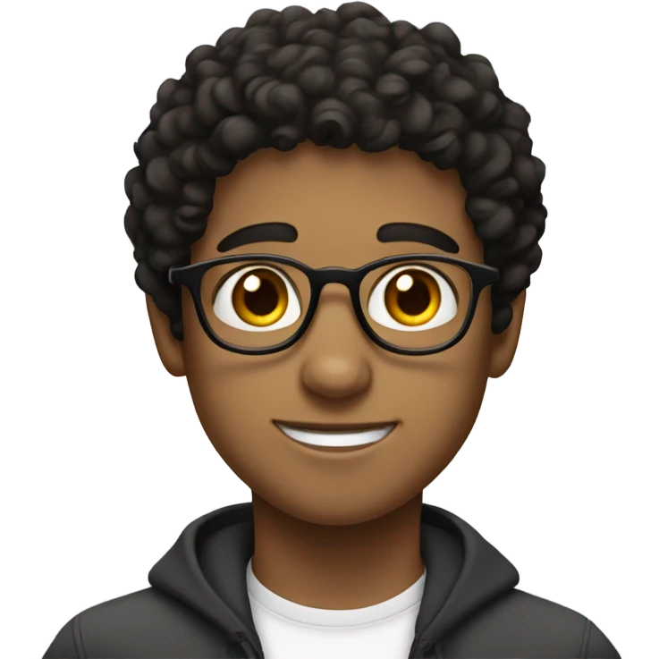 boy with dark curly short hair, glasses, white, jewish emoji
