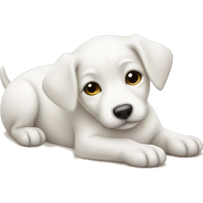 White puppy lying down emoji