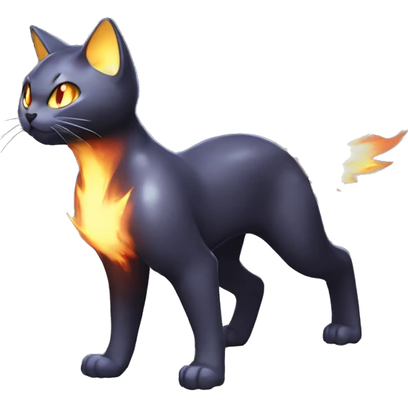 Shiny Dark-type-Fire-type-Fakémon-Cat full body emoji