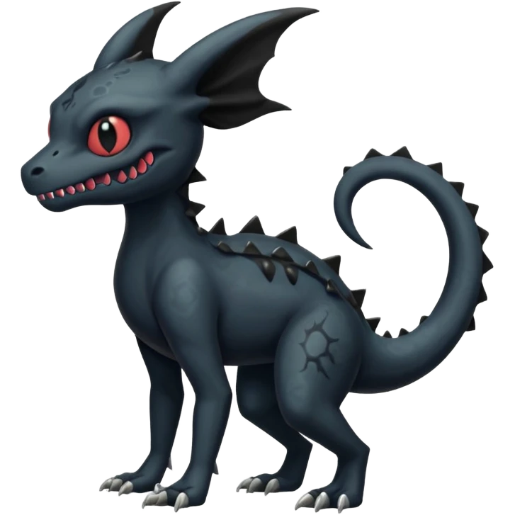 Vintage Dull Dark Gloomy Duskull-Salandit-Umbreon-Fakémon-hybrid-creature (full body)  emoji