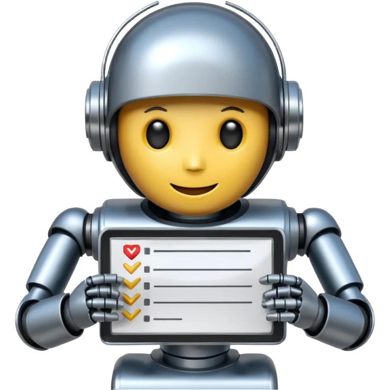 emoji of a checklist for a robot emoji