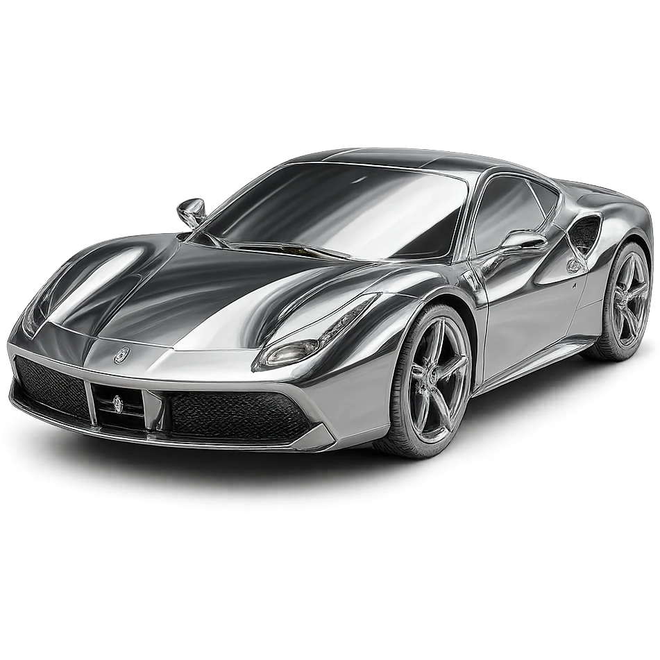 red Ferrari sports car, chrome style emoji