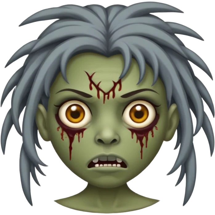 faça uma garota zumbi com cabelos acima dos ombros da cor castanhos escuros e com franja curta emoji