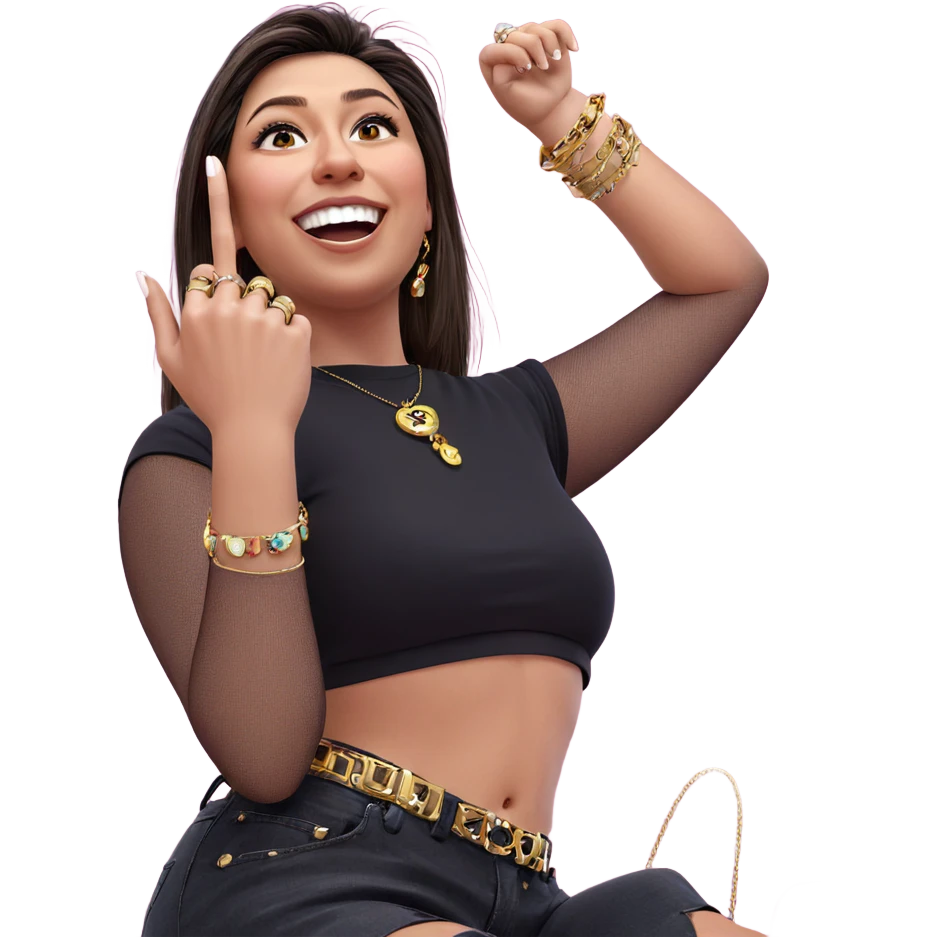 girl with jewelry on pink emoji