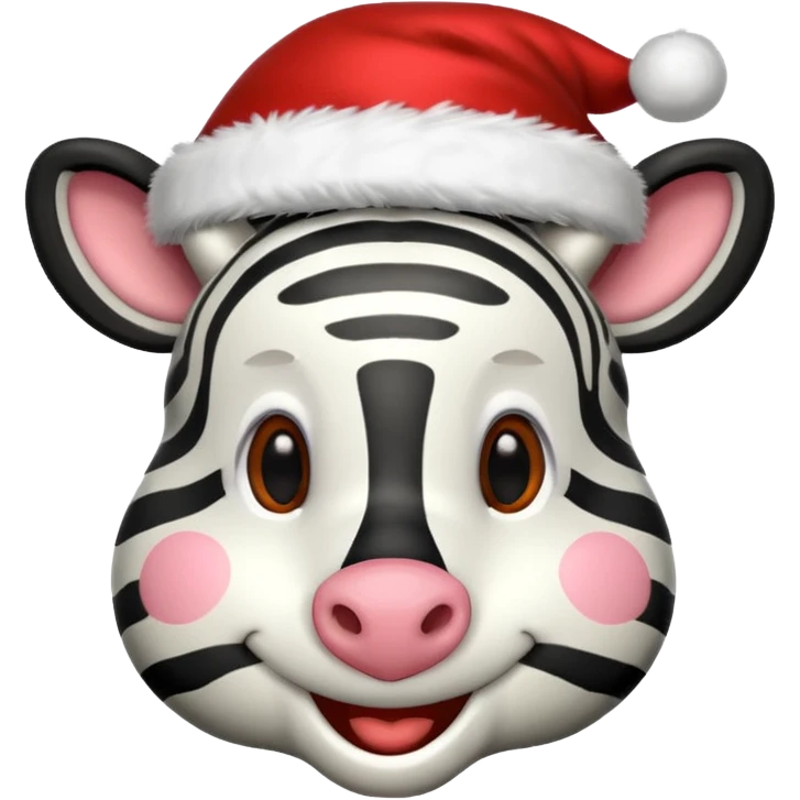 zebra wearing red hat of santa claus emoji