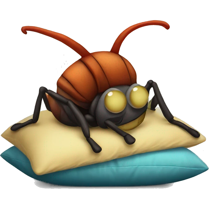 pillow thith a bug emoji