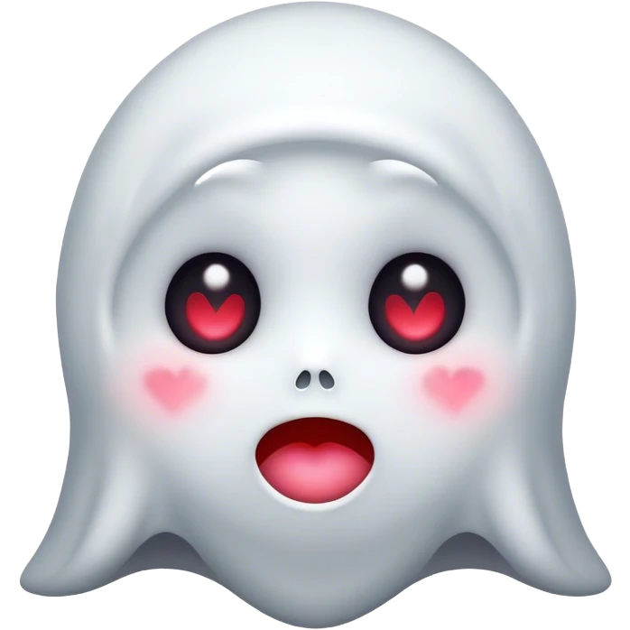Cute ghost face with heart shaped eyes emoji