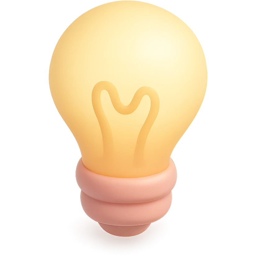 A light bulb with a soft glow, simplified design, cute style, smooth plastic texture in pastel colors emoji