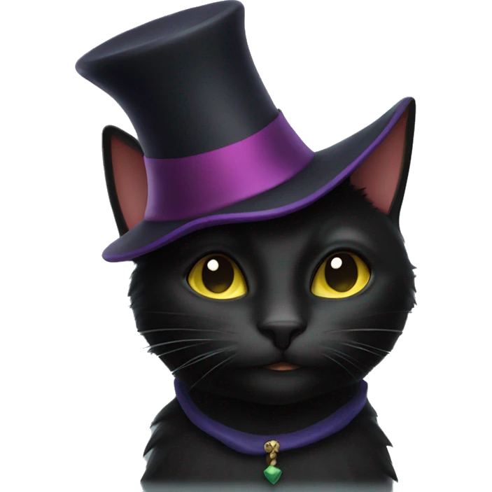 Black cat with pointy jester hat emoji