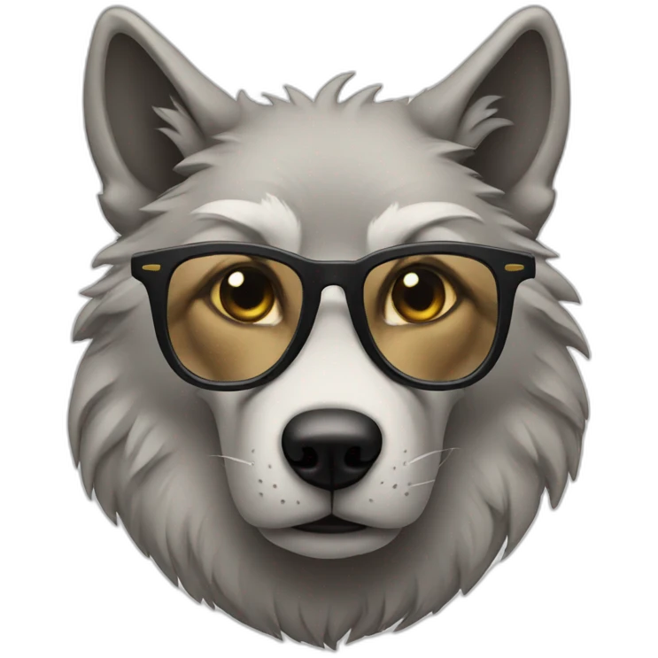 wolf wearing glasses emoji