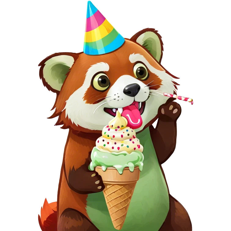 A red panda eating ice cream  emoji