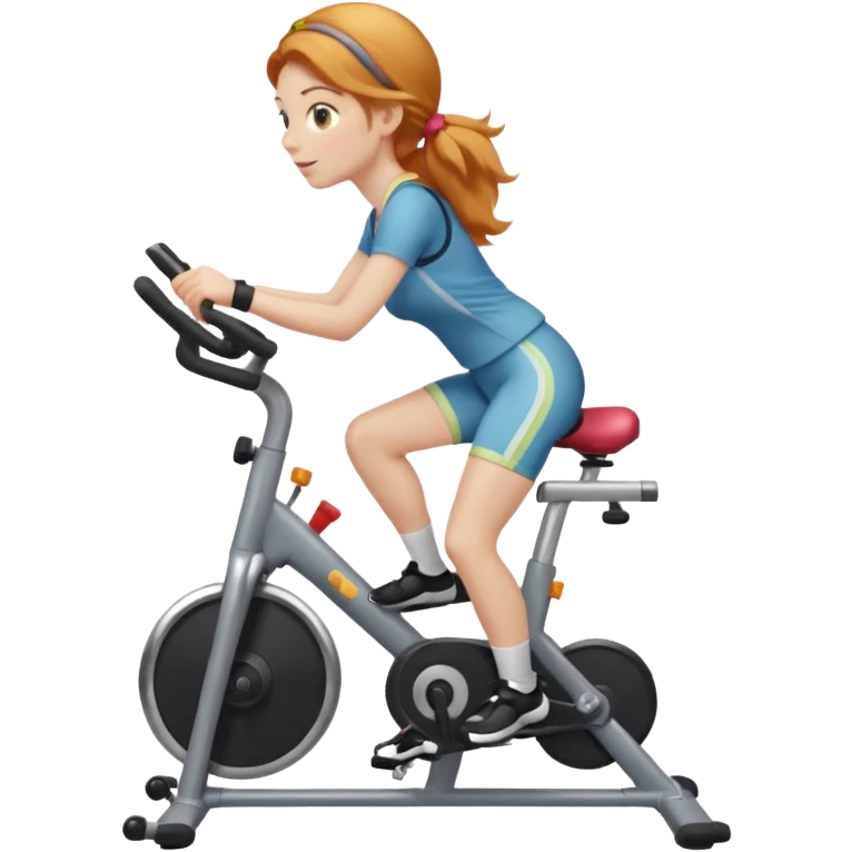 Strawberry blonde girl riding stationary bike emoji